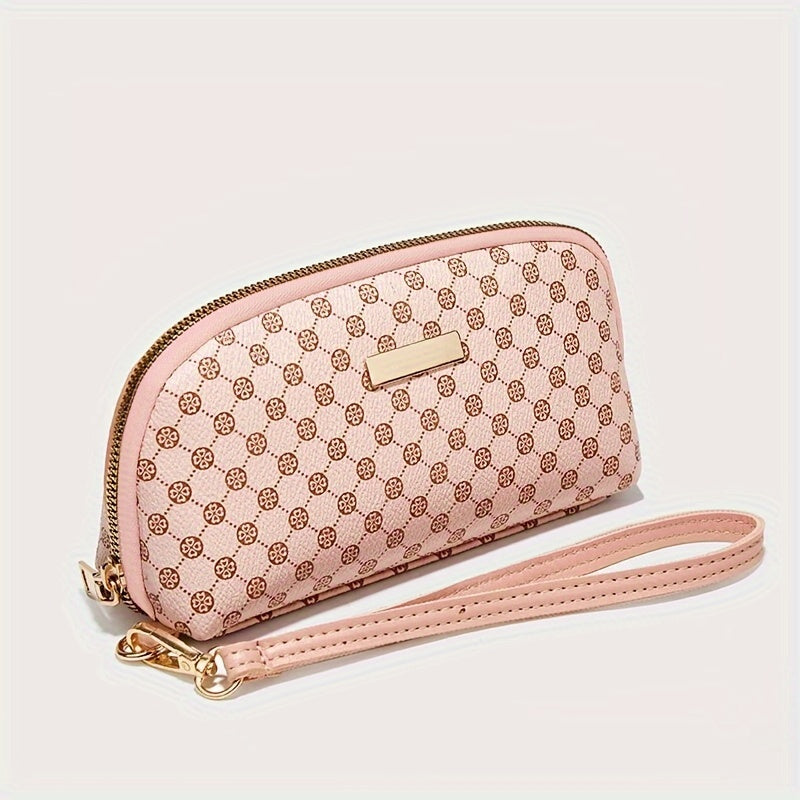 Women'S Vintage Pattern Zipper Wallet, Versatile Classic Clutch Coin Purse, Casual Bag With Wristband