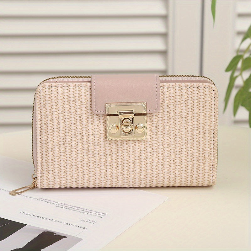 Long Wallet, Large Capacity Change Purse, Small Fresh Stripes, Multi-Card Position, Women'S Wallet.