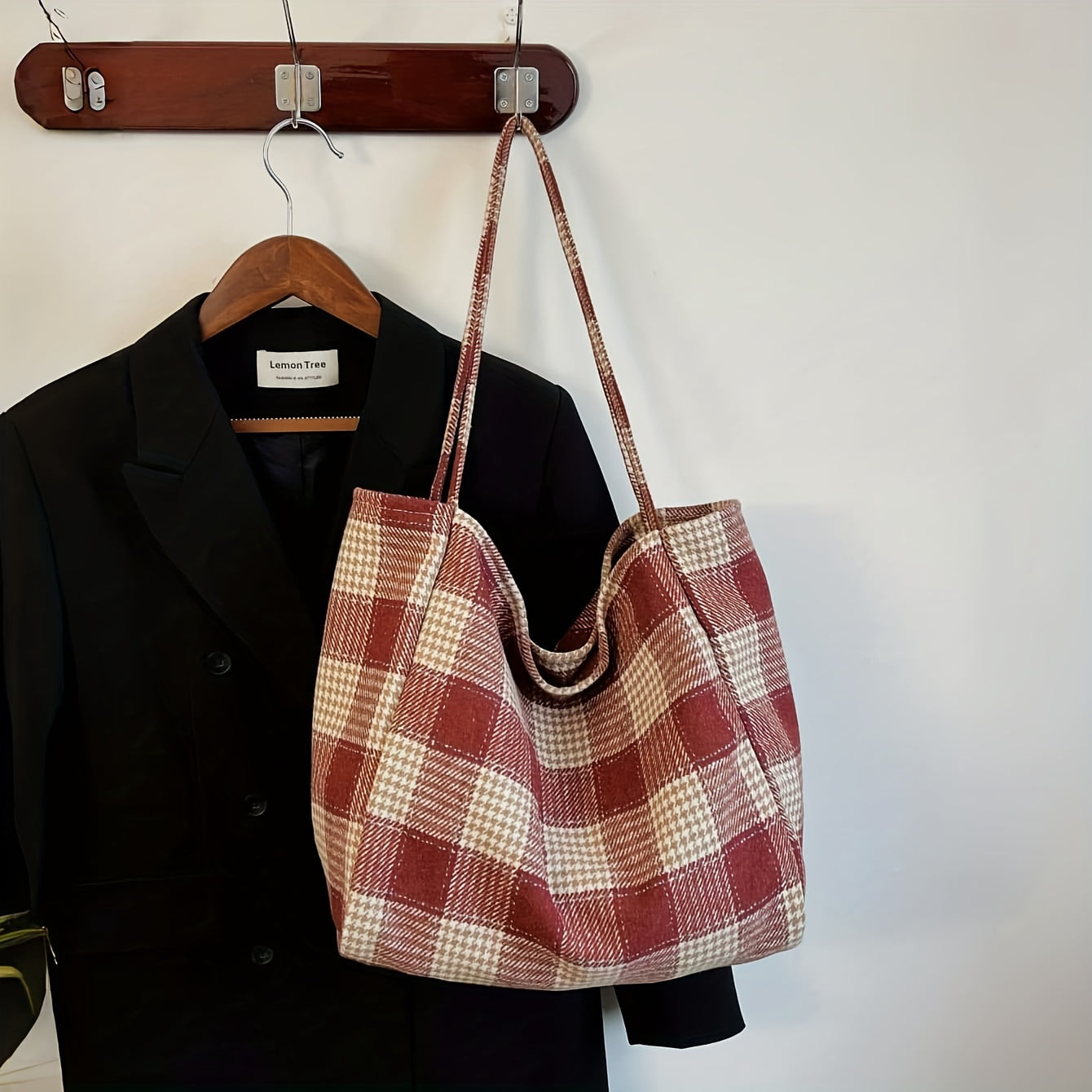 Autumn And Winter Large Capacity Christmas Ins Style All-Match Plaid Bag Female Bag Student Commuter Tote Bag