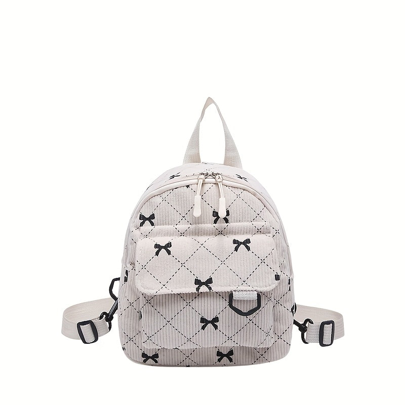 Fashion Mom Travel Backpack - Lightweight Mini Daypack with Bow Accent & Bow-Shaped pattern (Multi-Color Options), Durable Nylon & for, Day Trips, Airplane\u002FTrain Commute - Stylish Compact Backpack