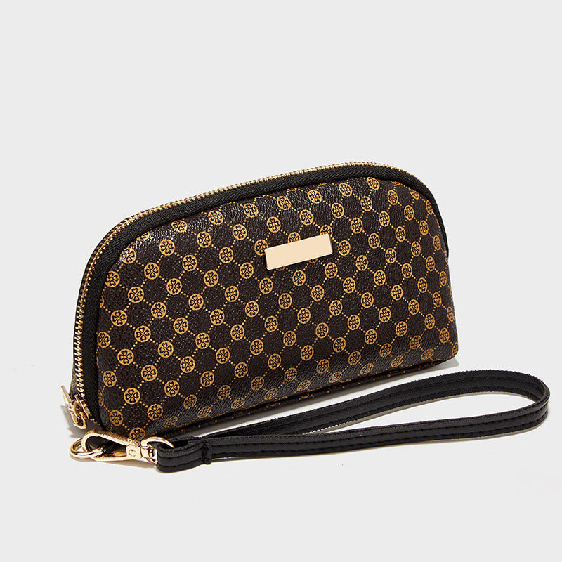 Women'S Vintage Pattern Zipper Wallet, Versatile Classic Clutch Coin Purse, Casual Bag With Wristband