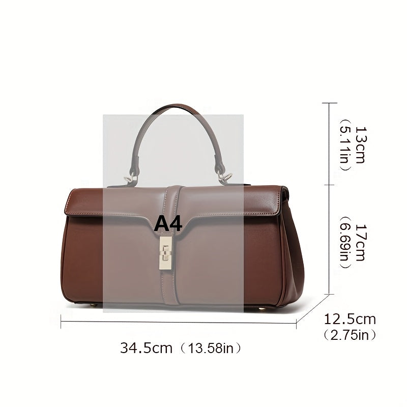 Women's Elegant Large Capacity Handbag - Sophisticated Convertible Clutch, with Golden-Tone Hardware, Zipper Closure, Structured design - Formal & Everyday Use - Available in Deep Brown\u002FBlack - Luxury Leather-like Women's Purse