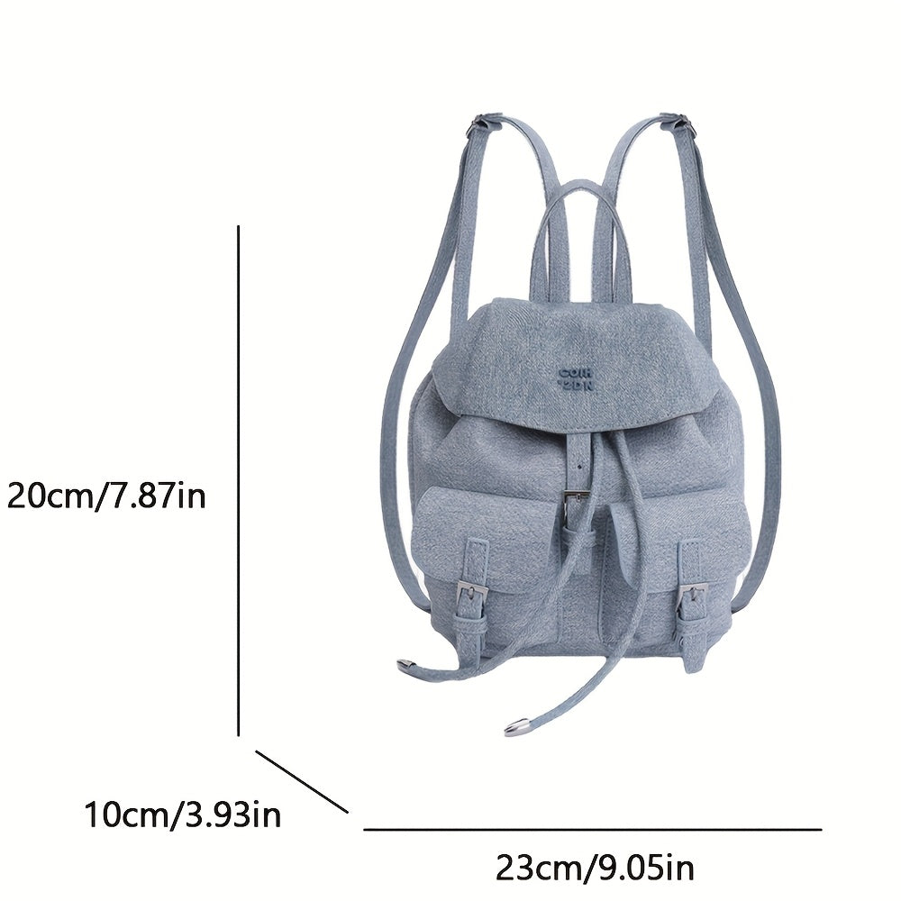 Women's Backpack - /White/Black/Yellow/ Blue, Adjustable Strap & Golden-Tone Hardware, Mini Bookbag with Drawstring Closure, Handbag-to-School//Casual Purse, Durable & PU Edges