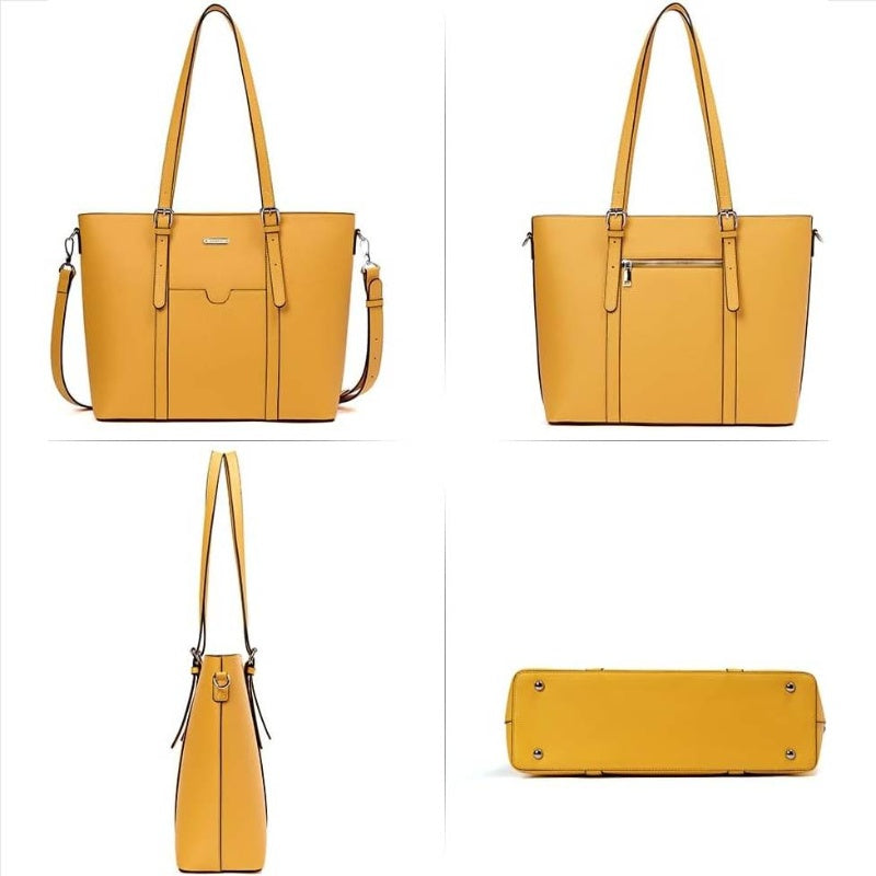 Women's Vintage Leather Briefcase Laptop Tote Bag