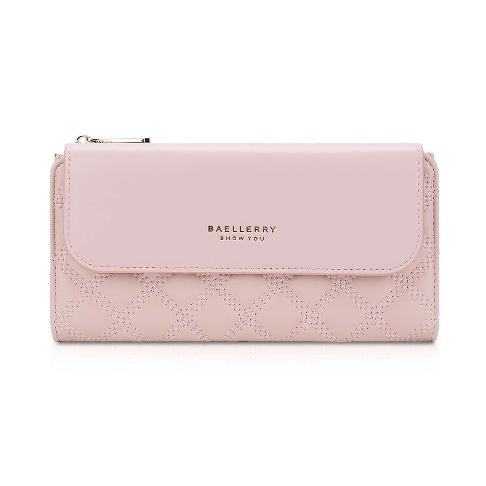 Baellerry Women'S Quilted Chain Strap Clutch Purse - Soft Synthetic, Compact & Stylish with Zipper Closure, Multiple Card Slots, and Detachable Wrist Strap for Everyday Use, Everyday Clutch | Quilted Texture | Synthetic Purse, Beige Wallet