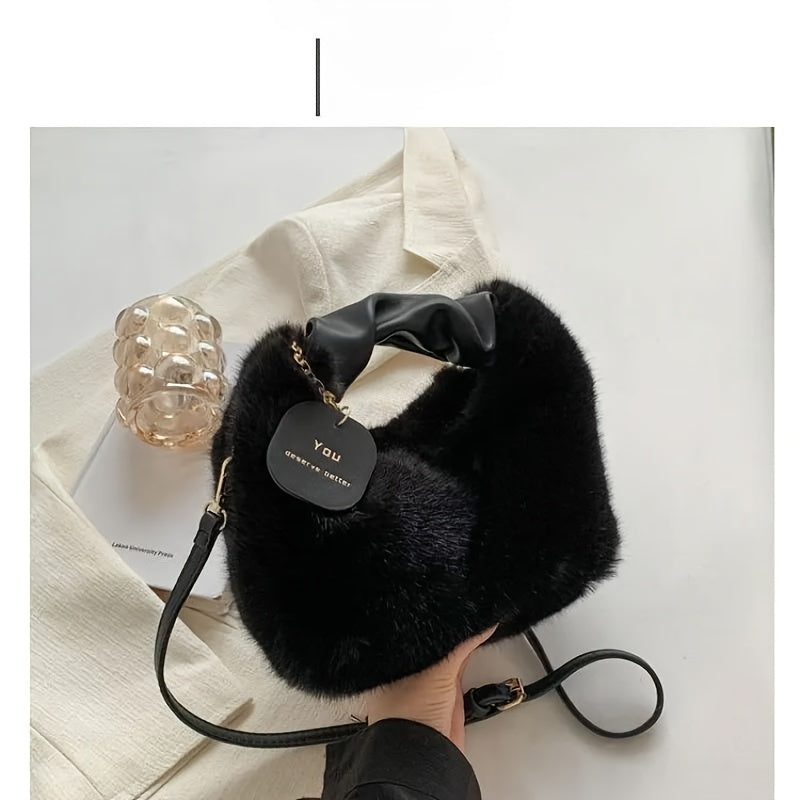 New high-grade plush bag handbag Women's new fall winter fashion furry portable messenger bag furry bag sweet