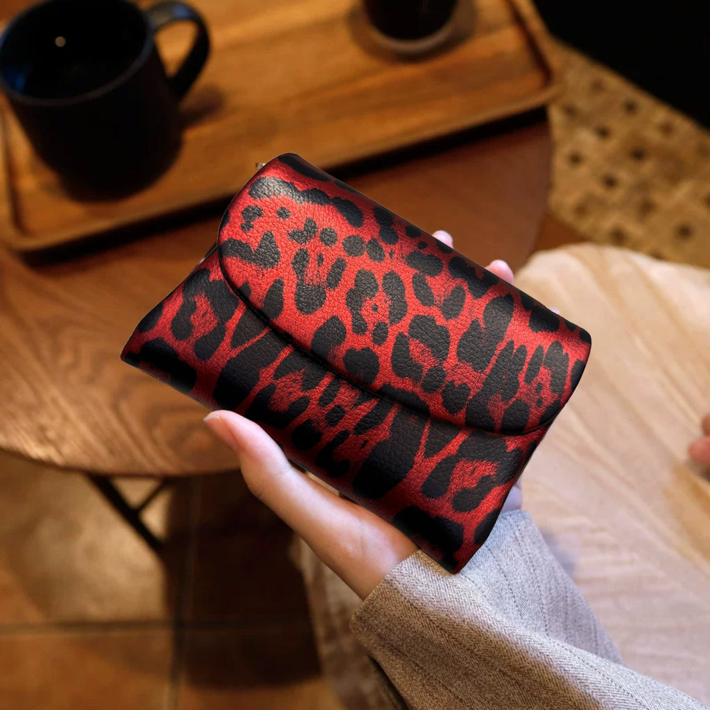 Women'S Leopard Print Wallet with Magnetic Closure & Photo Slot - Golden-Tone Hardware, Zipper Pocket & Coin Pocket, Golden-Tone Hardware, Compact Everyday Wallet For Women & S, Stylish Accessory, Fashionable Accessory, Fashion Lovers