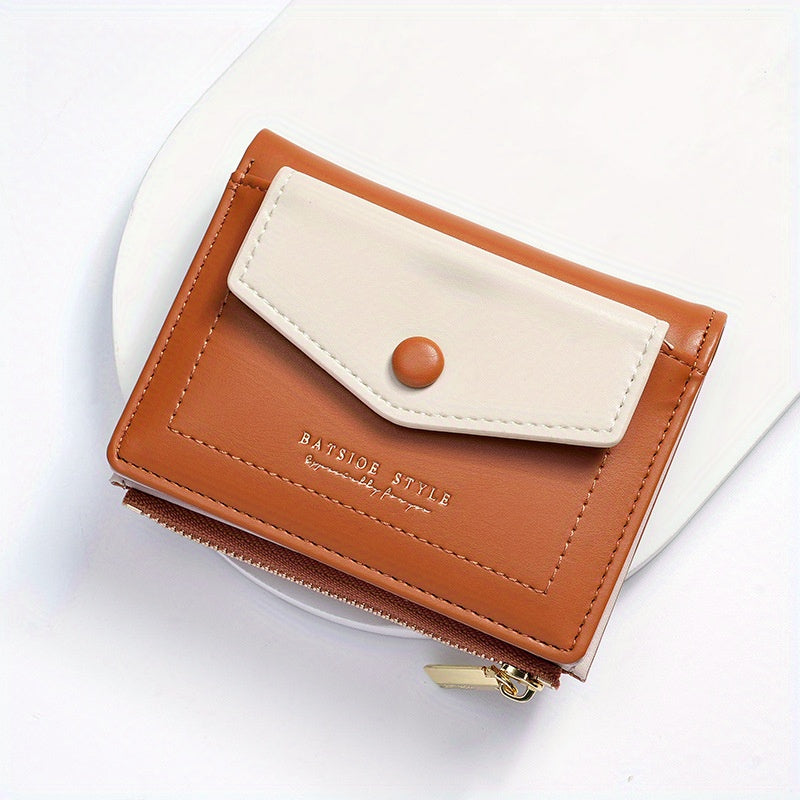 2025 Colorful Women'S Clutch Wallet - Stylish PU Synthetic Card Holder with Snap Closure, Pastel Mint Green & Pink Design, Compact & Lightweight for Everyday Use, Cute Wallet