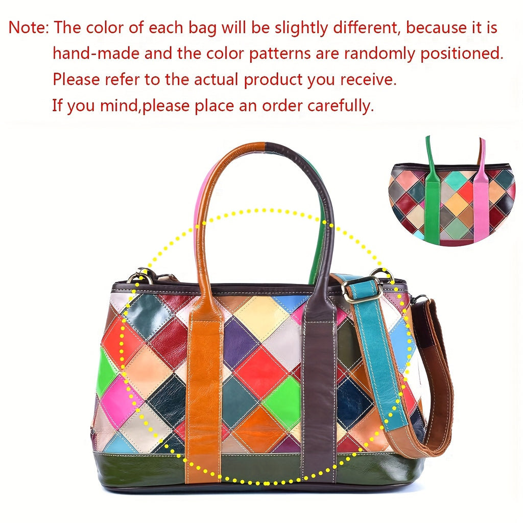 Women'S Bohemian Floral Backpack - Handmade Genuine Cowhide Leather Multicolor Flower Design with Adjustable Straps & Drawstring Closure, Vibrant Boho School Backpack for Travel, Festivals, Everyday Use - Durable & Spacious Main Compartment (No Hard