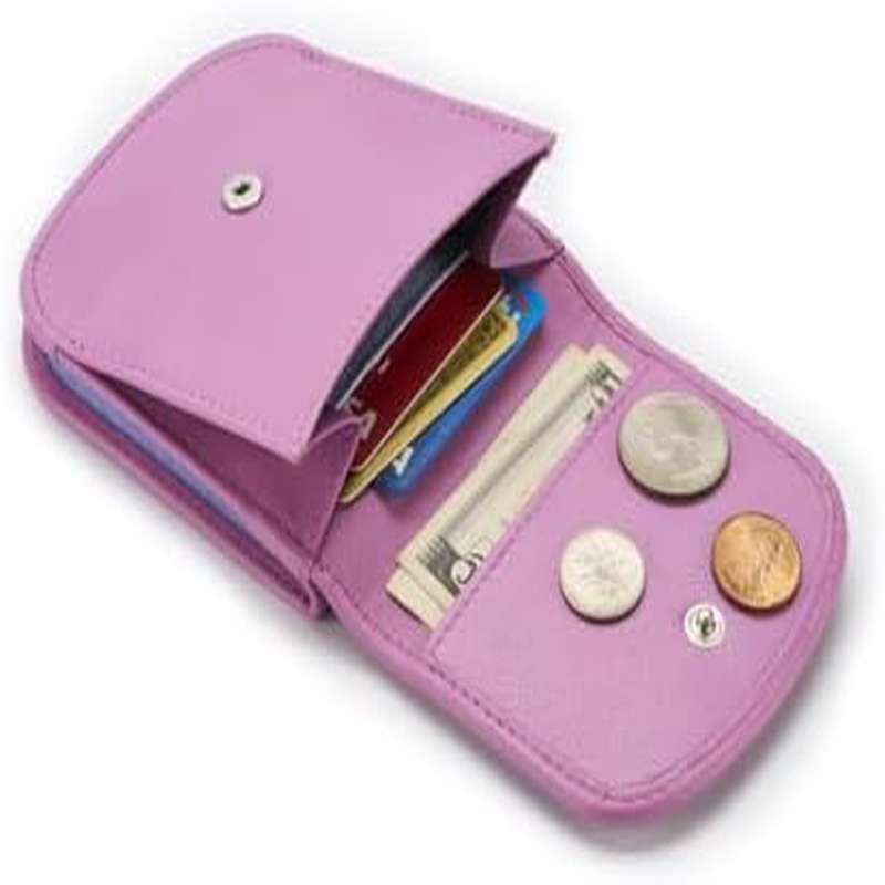 Taxi Wallet TW03 Soft Lavender Leather-like Compact Front Pocket Wallet for Men & Women - Retro Bi-Fold Card Holder with ID Window, Cash & Coin Pocket, Taxi-Themed Design (Pink\u002FPurple) - Machine Washable Everyday Carry