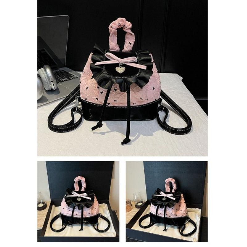 Sweet Lace Trim Backpack - Blue & Red Plaid Bag with Adjustable Strap, -Tone Hardware & Flag Charm-like Tag, Hand Washable Bookbag for, Christmas Gift (Turquoise\u002F Blue)