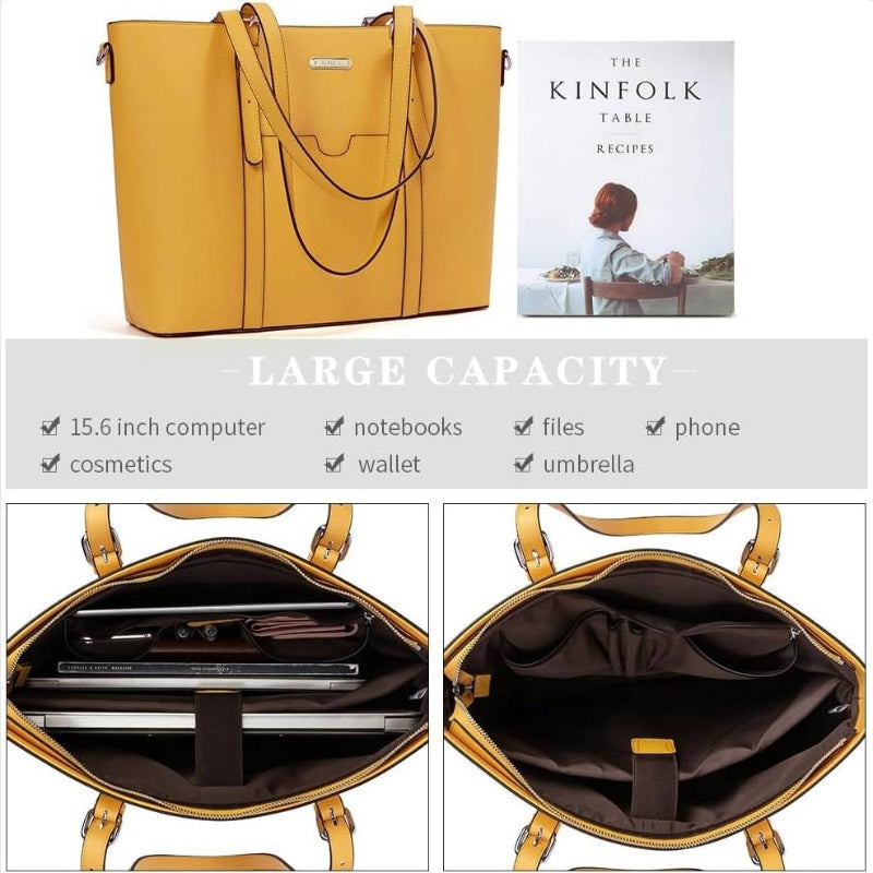 Women's Vintage Leather Briefcase Laptop Tote Bag