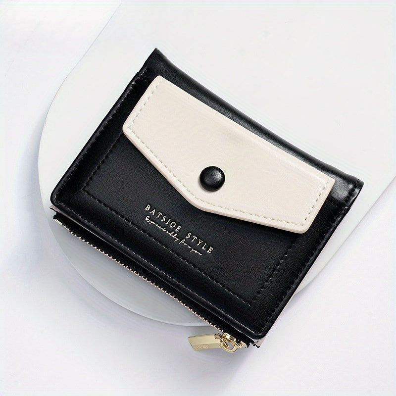 2025 Colorful Women'S Clutch Wallet - Stylish PU Synthetic Card Holder with Snap Closure, Pastel Mint Green & Pink Design, Compact & Lightweight for Everyday Use, Cute Wallet