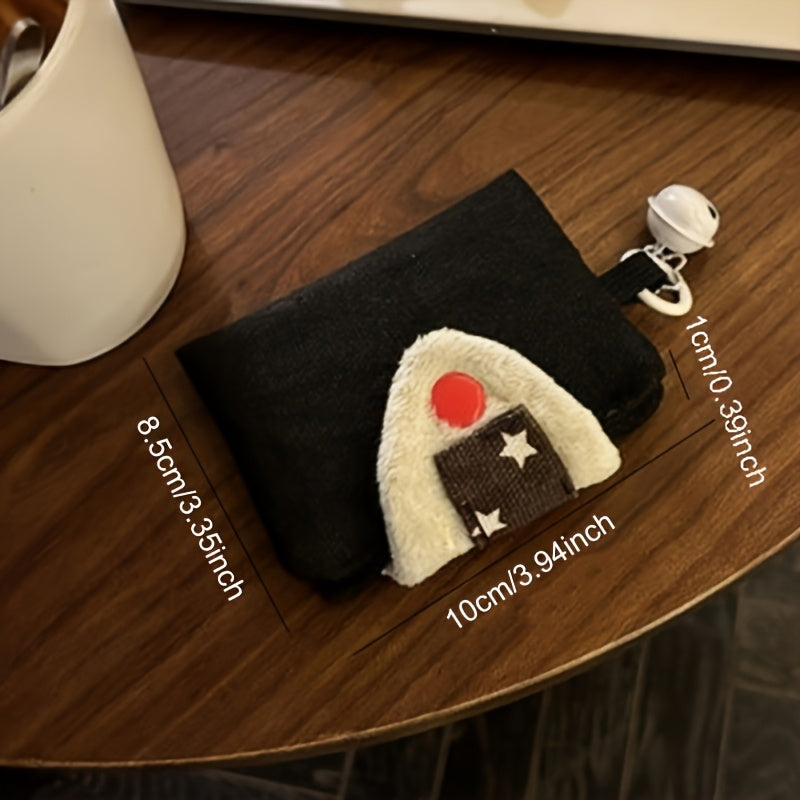 Women'S Cute Rice Ball Wallet - Compact Flip-Top Design with Ring Card Slot & Buckle Closure, Black\u002FWhite\u002FBrown\u002FRed - Durable Nylon & Polyester Lining, Everyday Essential Organizer For Travel, Work, School - Perfect Gift For Women