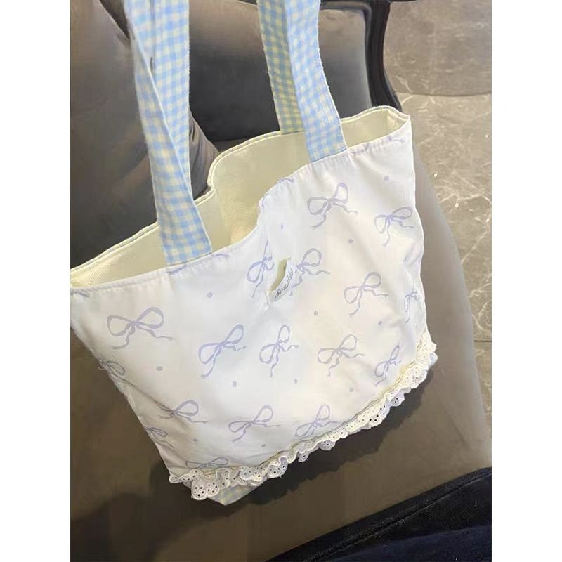 Tote Bag - Reusable Shoulder Blue Cute Tote Bag for Women Lady Casual Vacation, Shopping, Work, Gym
