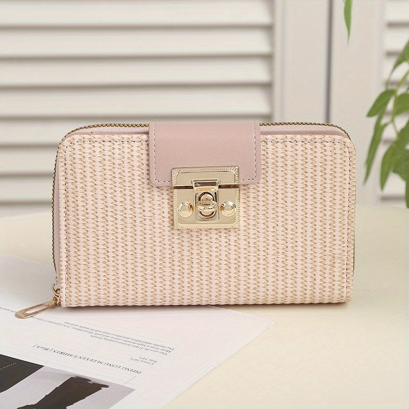 Long Wallet, Large Capacity Change Purse, Small Fresh Stripes, Multi-Card Position, Women'S Wallet.