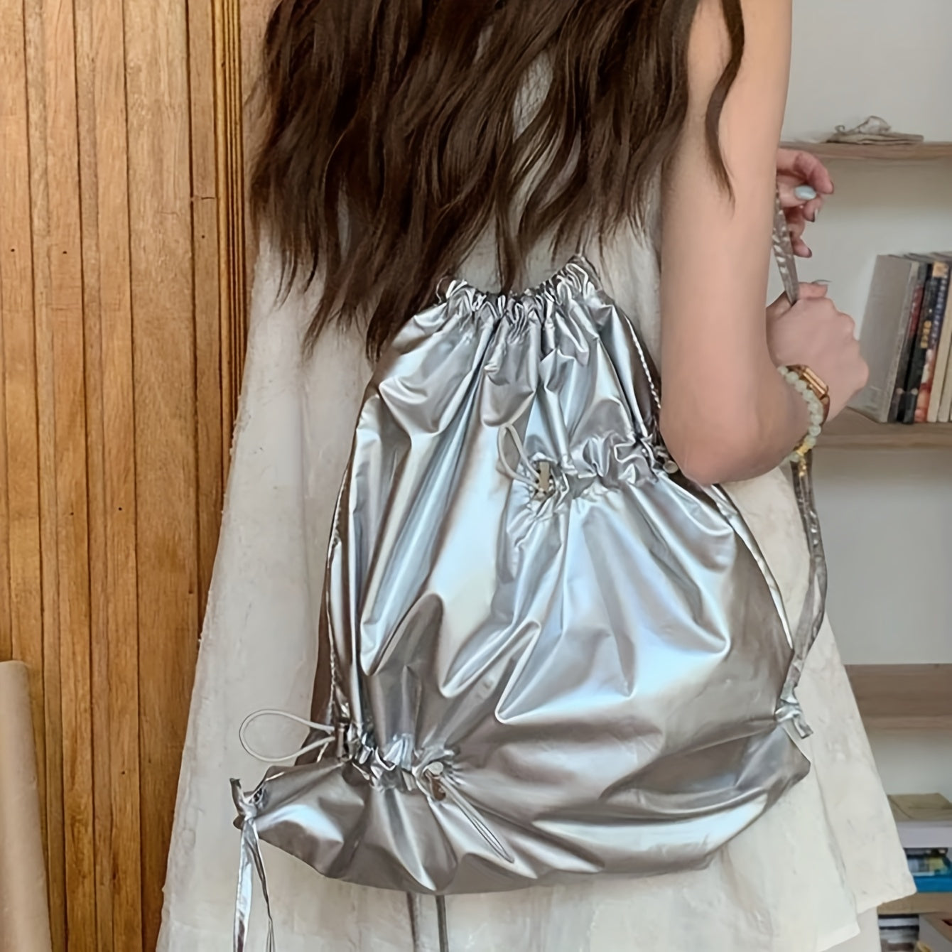 Stylish Bow Tie Drawstring Backpack for Women - Large Capacity, Foldable, Durable Polyester, Perfect for Travel & Outdoor Activities, Casual Daypack with Multiple Pockets, Backpack for Travel, Versatile Carryall, Sleek Design, Sturdy Construction