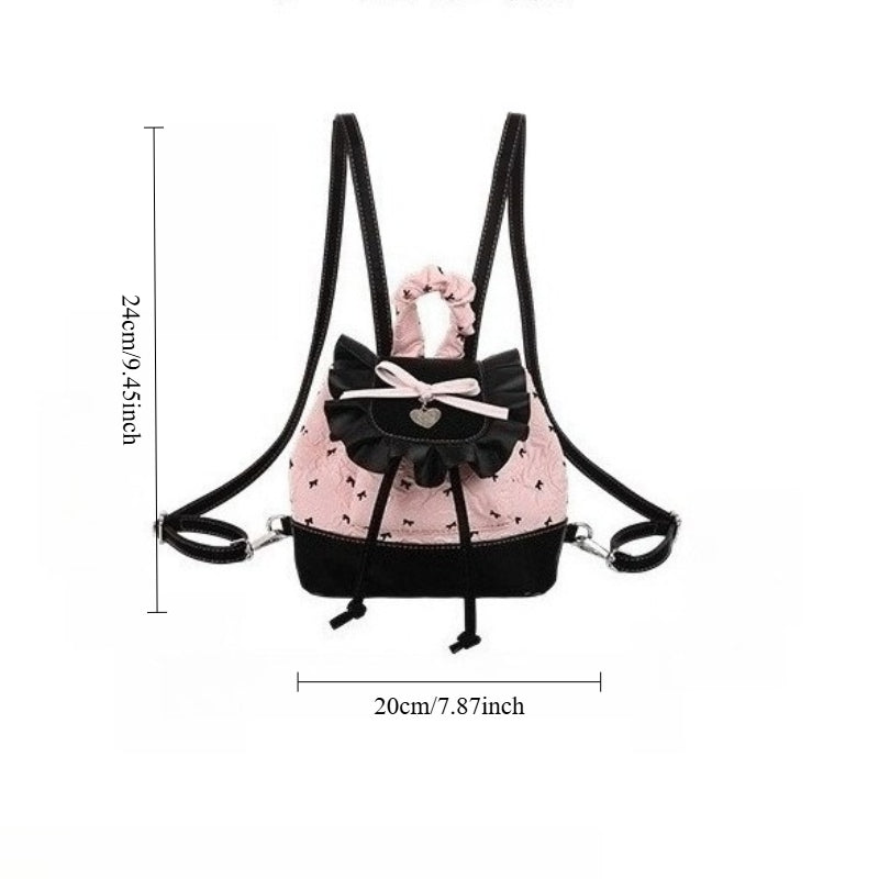 Sweet Lace Trim Backpack - Blue & Red Plaid Bag with Adjustable Strap, -Tone Hardware & Flag Charm-like Tag, Hand Washable Bookbag for, Christmas Gift (Turquoise\u002F Blue)