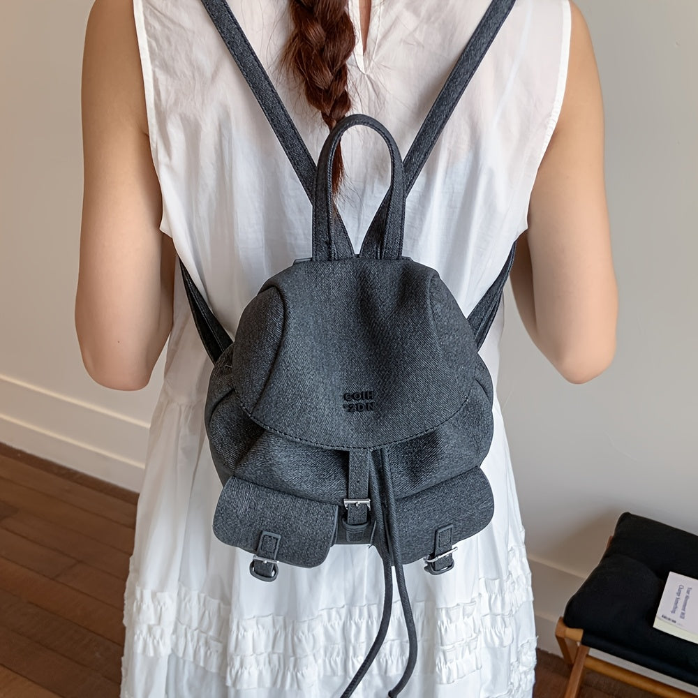 Women's Backpack - /White/Black/Yellow/ Blue, Adjustable Strap & Golden-Tone Hardware, Mini Bookbag with Drawstring Closure, Handbag-to-School//Casual Purse, Durable & PU Edges