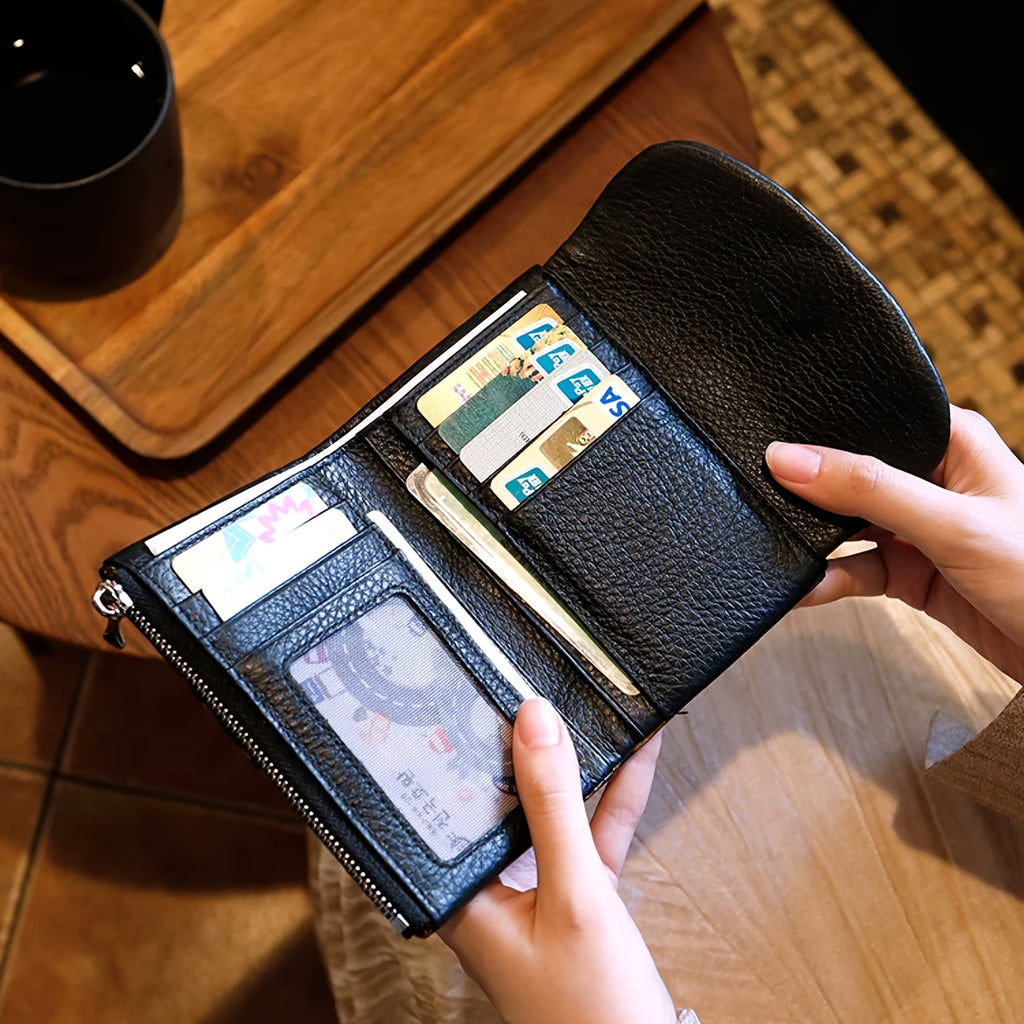 Women'S Leopard Print Wallet with Magnetic Closure & Photo Slot - Golden-Tone Hardware, Zipper Pocket & Coin Pocket, Golden-Tone Hardware, Compact Everyday Wallet For Women & S, Stylish Accessory, Fashionable Accessory, Fashion Lovers