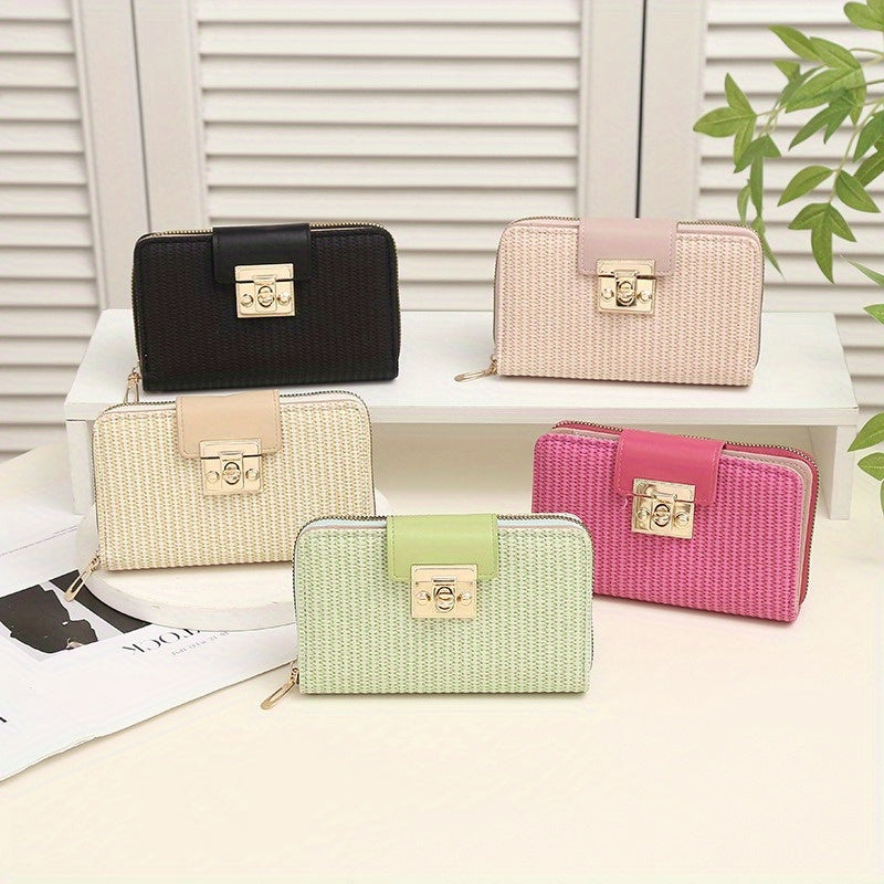 Long Wallet, Large Capacity Change Purse, Small Fresh Stripes, Multi-Card Position, Women'S Wallet.