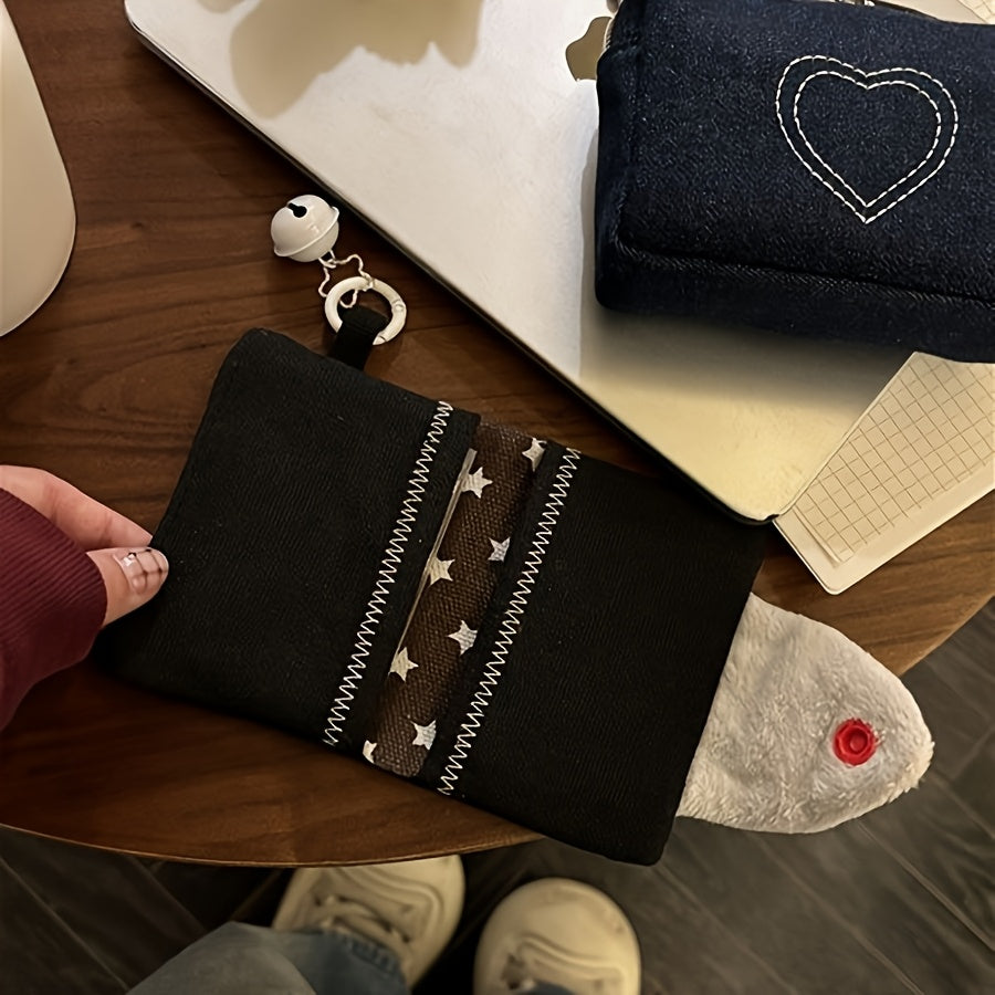 Women'S Cute Rice Ball Wallet - Compact Flip-Top Design with Ring Card Slot & Buckle Closure, Black\u002FWhite\u002FBrown\u002FRed - Durable Nylon & Polyester Lining, Everyday Essential Organizer For Travel, Work, School - Perfect Gift For Women