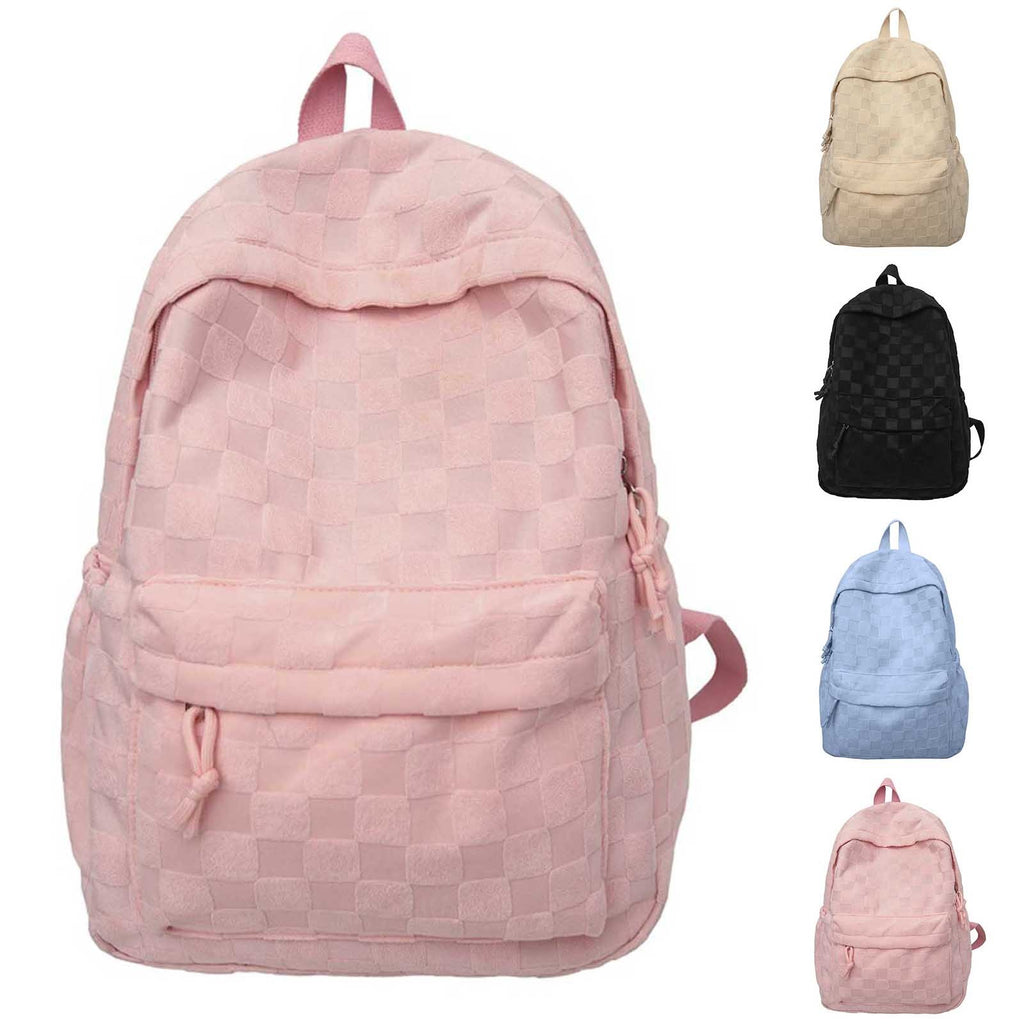 Stylish Large Capacity Backpack for Men & Women - Lightweight Durable School, Travel, Work Backpack with Adjustable Padded Shoulder Straps, Zipper Closure & Multiple Compartments - Unisex Casual Backpack in Beige, Black, Blue, Pink, White, Navy Blue