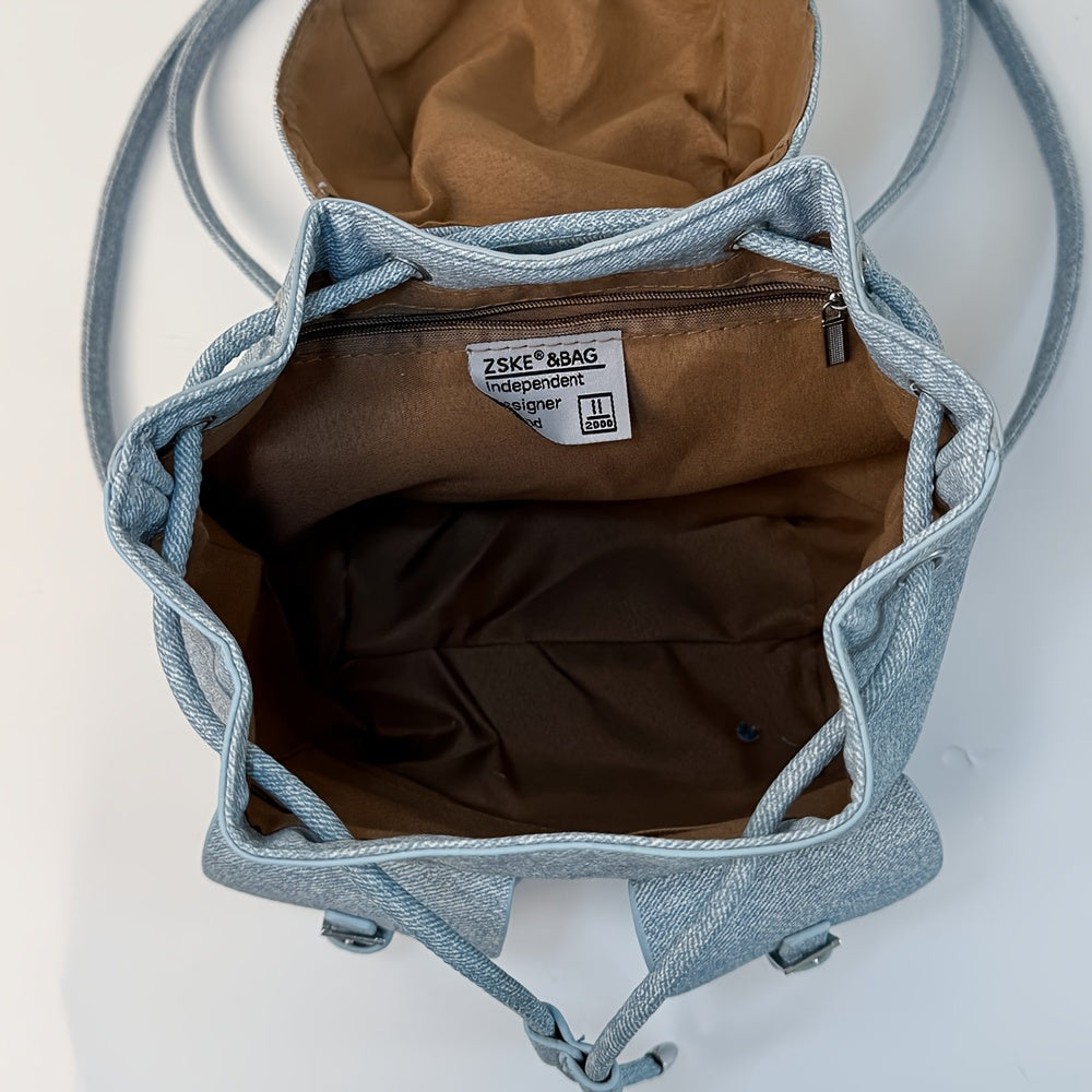 Women's Backpack - /White/Black/Yellow/ Blue, Adjustable Strap & Golden-Tone Hardware, Mini Bookbag with Drawstring Closure, Handbag-to-School//Casual Purse, Durable & PU Edges