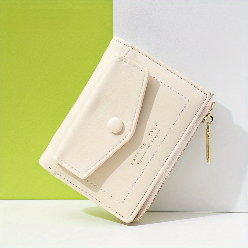 2025 Colorful Women'S Clutch Wallet - Stylish PU Synthetic Card Holder with Snap Closure, Pastel Mint Green & Pink Design, Compact & Lightweight for Everyday Use, Cute Wallet