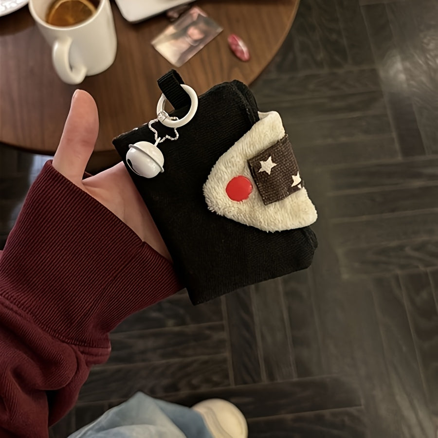 Women'S Cute Rice Ball Wallet - Compact Flip-Top Design with Ring Card Slot & Buckle Closure, Black\u002FWhite\u002FBrown\u002FRed - Durable Nylon & Polyester Lining, Everyday Essential Organizer For Travel, Work, School - Perfect Gift For Women