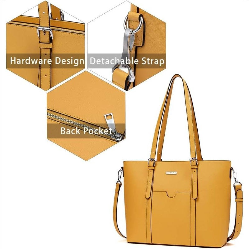 Women's Vintage Leather Briefcase Laptop Tote Bag