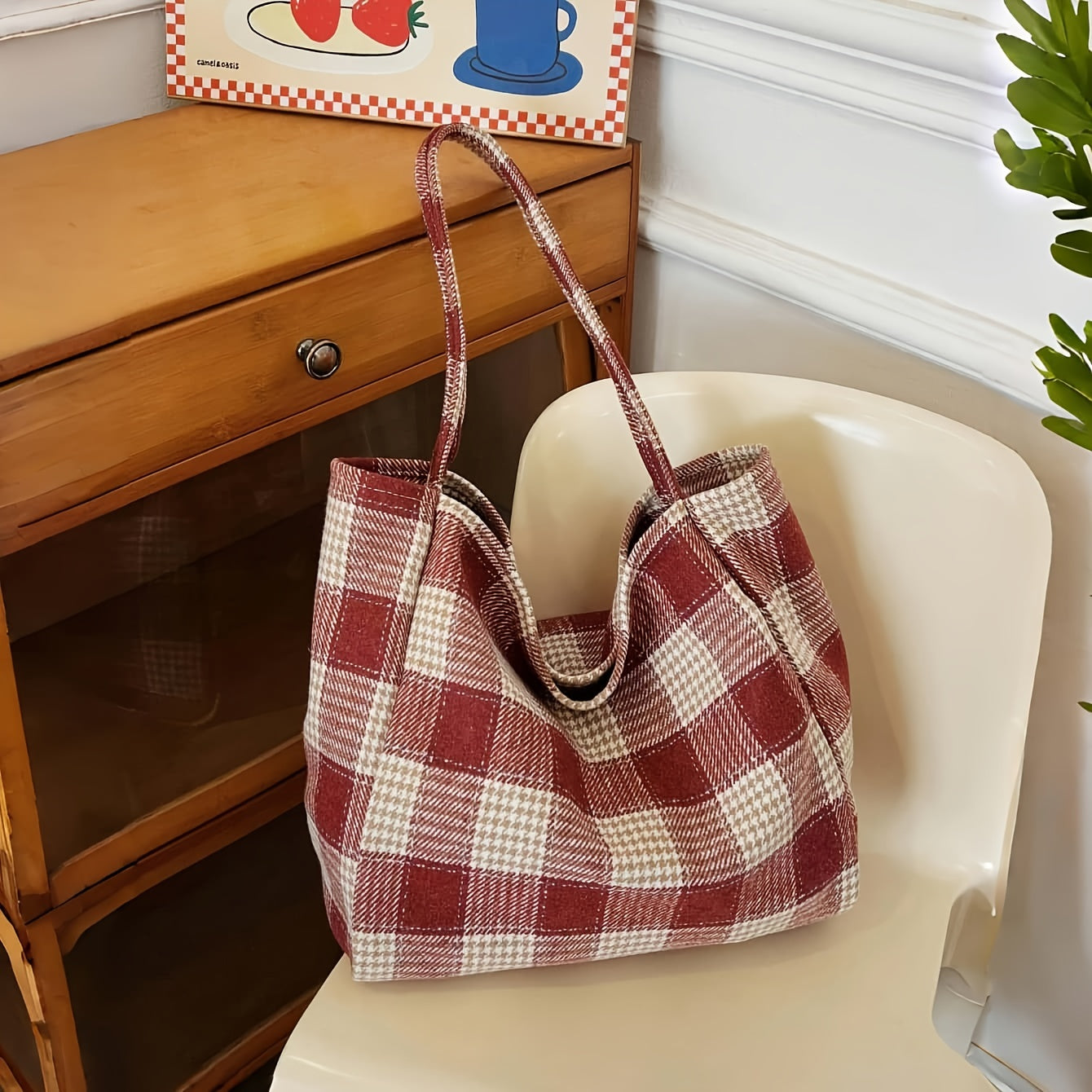 Autumn And Winter Large Capacity Christmas Ins Style All-Match Plaid Bag Female Bag Student Commuter Tote Bag