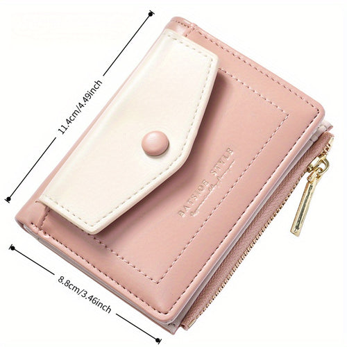 2025 Colorful Women'S Clutch Wallet - Stylish PU Synthetic Card Holder with Snap Closure, Pastel Mint Green & Pink Design, Compact & Lightweight for Everyday Use, Cute Wallet