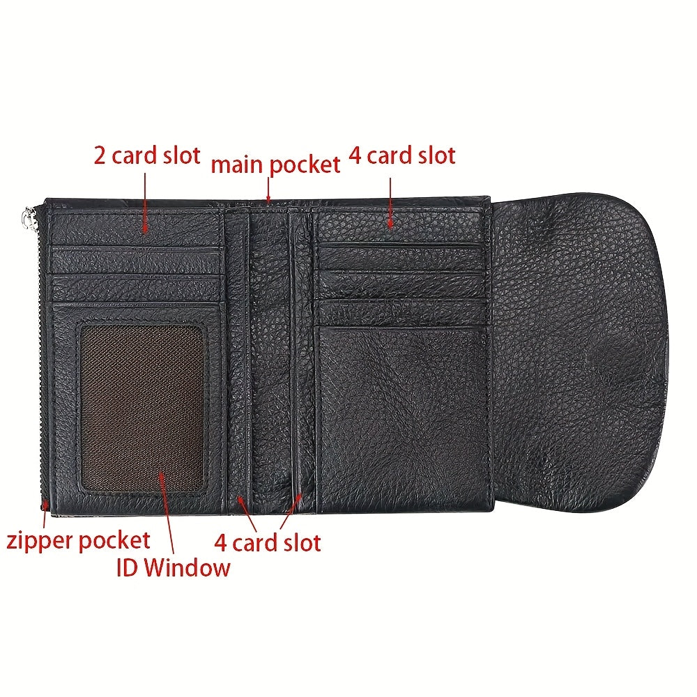 Women'S Leopard Print Wallet with Magnetic Closure & Photo Slot - Golden-Tone Hardware, Zipper Pocket & Coin Pocket, Golden-Tone Hardware, Compact Everyday Wallet For Women & S, Stylish Accessory, Fashionable Accessory, Fashion Lovers