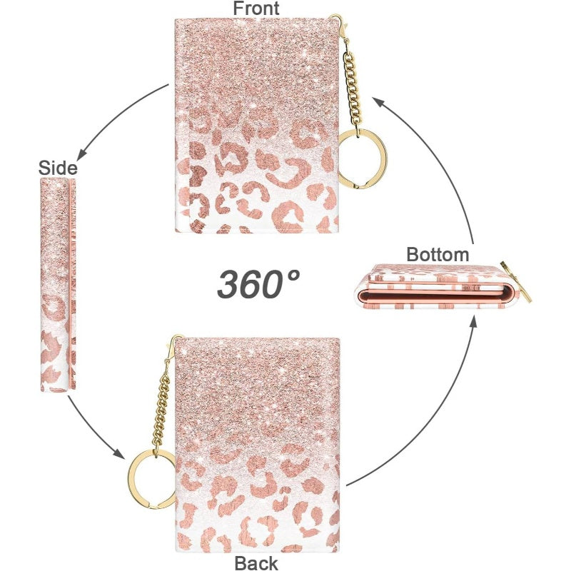 Women's Slim RFID Blocking Wallet - Pink Small Credit Card Holder with 7-Slot ID Window, Non-Washable Compact Purse for Cash & Cards, Slim Fit Everyday Carry