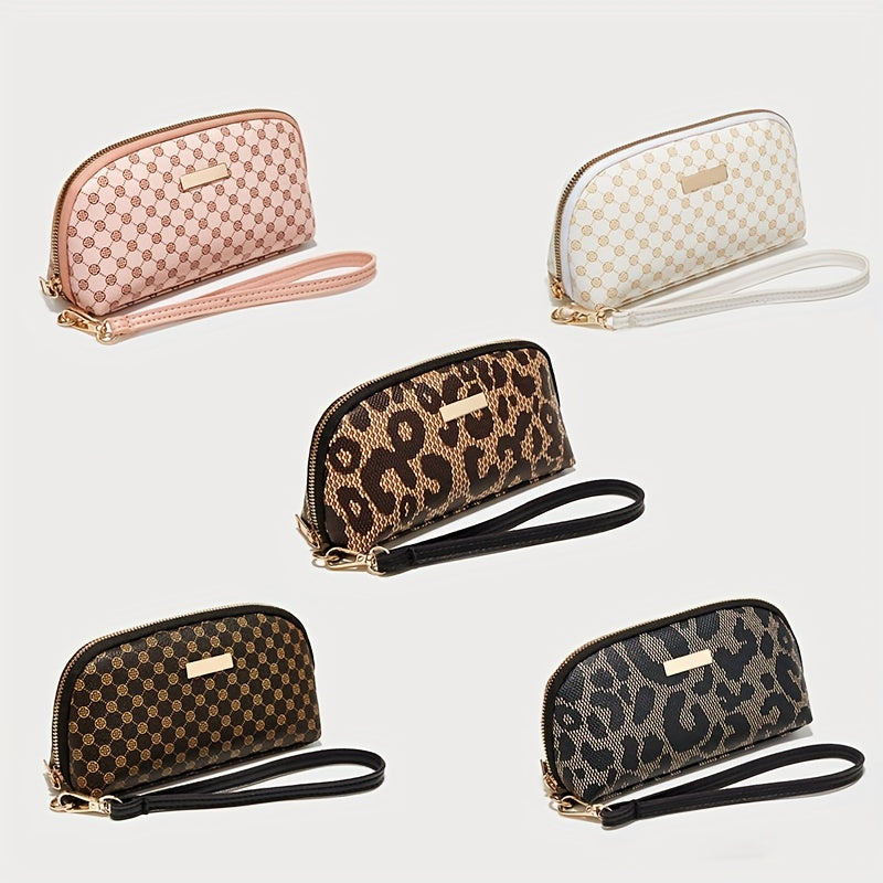 Women'S Vintage Pattern Zipper Wallet, Versatile Classic Clutch Coin Purse, Casual Bag With Wristband