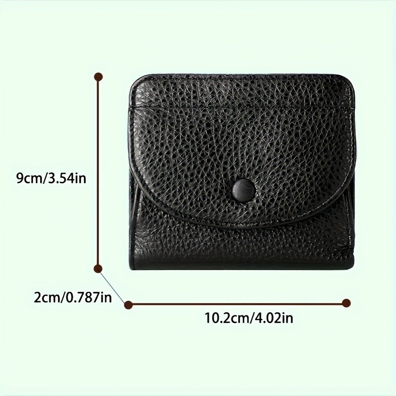 Women'S Genuine Leather Wallet - RFID Blocking, Coin Purse & Card Holder with Lychee Pattern, Soft Compact Design, Button Closure, Polyester Lined, Dry Clean Only, Elegant Everyday Accessory, Cute Wallet