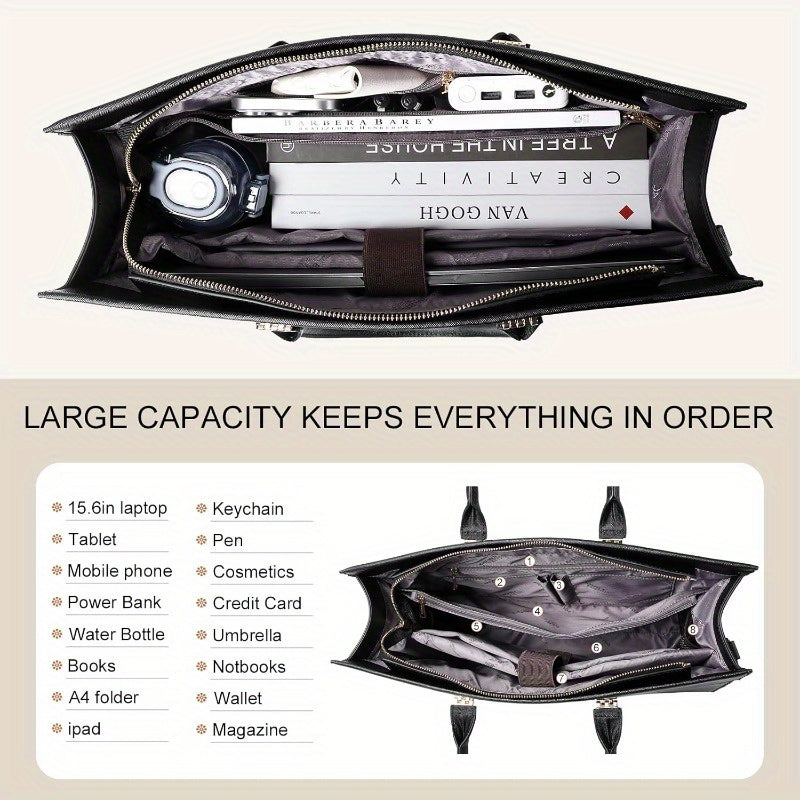 Women's Professional Laptop Briefcase Bag - High Quality Purse with Magnetic Closure, 16\