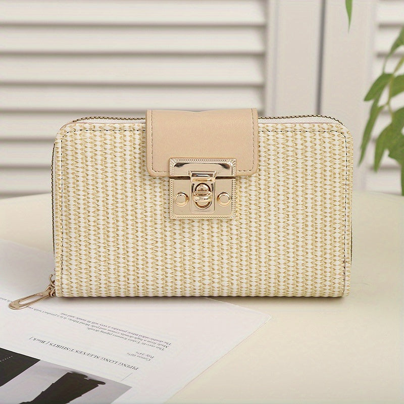 Long Wallet, Large Capacity Change Purse, Small Fresh Stripes, Multi-Card Position, Women'S Wallet.