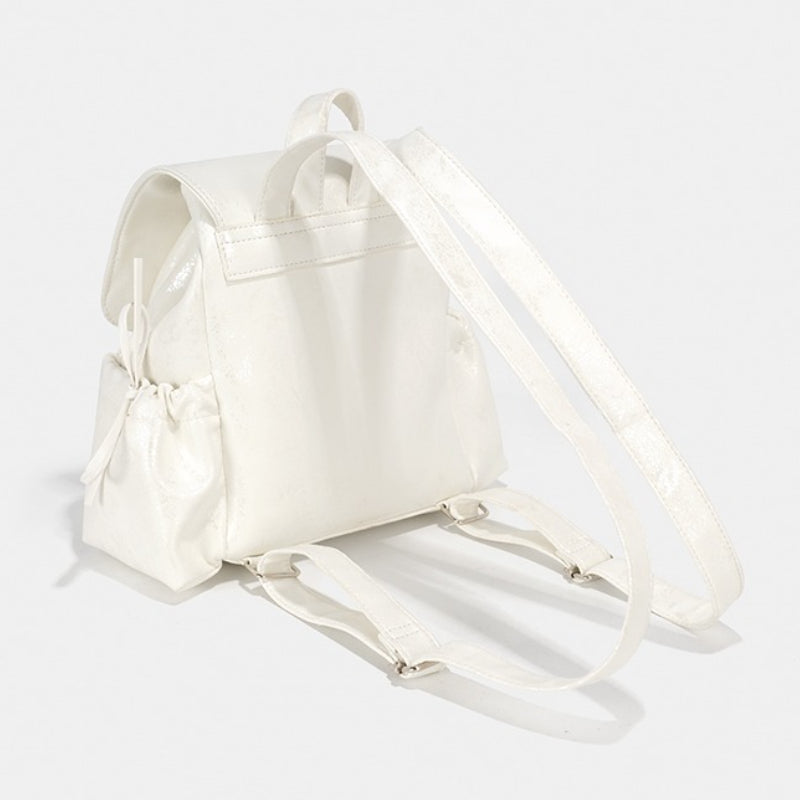 Women's Korean-Style White Layered Backpack - Golden-Tone Hardware & ic Closure, Adjustable Shoulder Straps, Purse-like Design for,, Travel - Elegant Handbag-Backpack Hybrid (\u002FKorean Fashion Collection