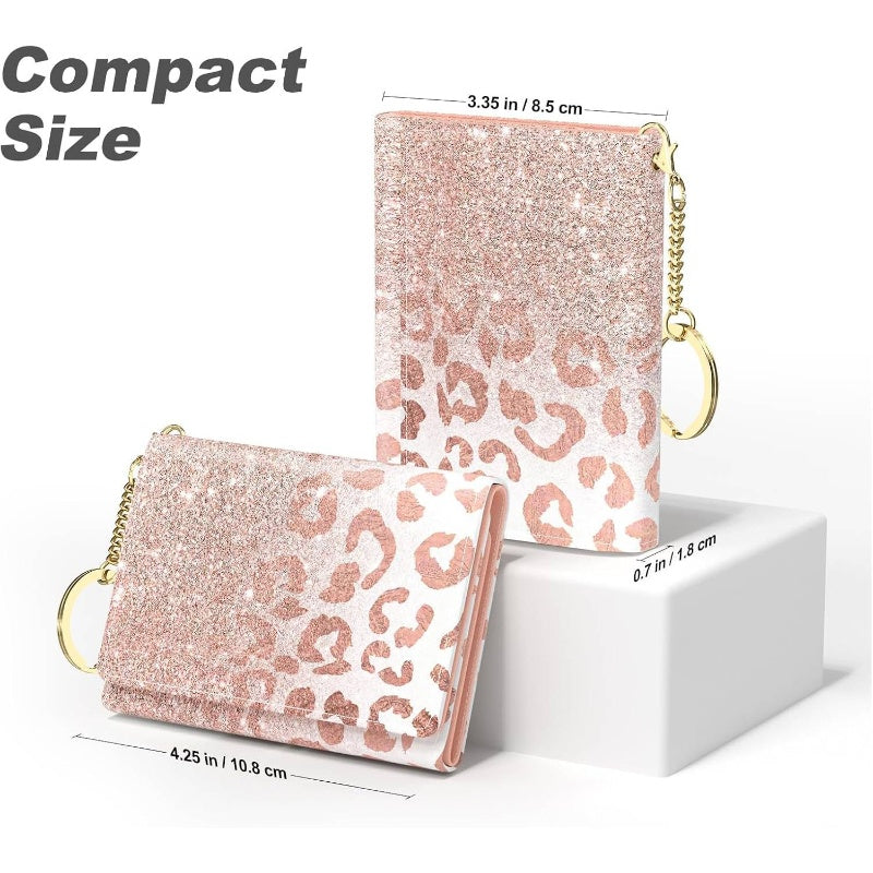 Women's Slim RFID Blocking Wallet - Pink Small Credit Card Holder with 7-Slot ID Window, Non-Washable Compact Purse for Cash & Cards, Slim Fit Everyday Carry