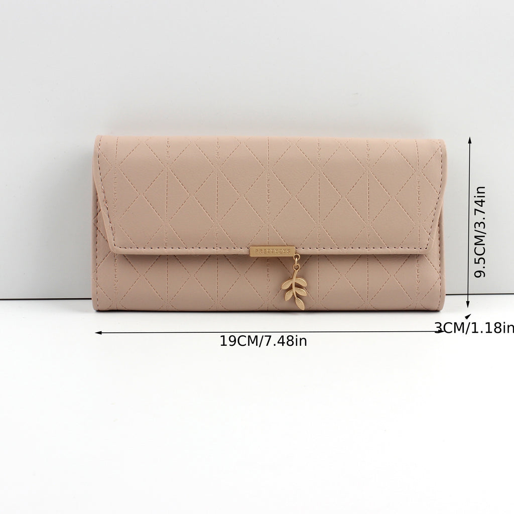 Women'S Elegant Retro Long Hand Wallet - 3-Fold Flip Purse with Zipper Closure, Golden-Tone Hardware & ID Window, Durable PVC Material, Multi-Compartment Organizer for Credit Cards, Cash & Everyday Use - & Multi-Color Options