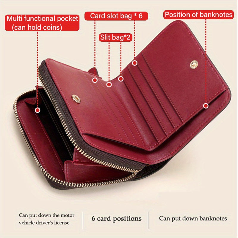 Ondy Women's Anti-Theft Short Bifold Wallet with Snap Closure - Vintage  Compact Purse, Zippered Coin Pocket & Credit Card\u002FID Window (Cash Holder) - Neutral Design for Everyday Carry &