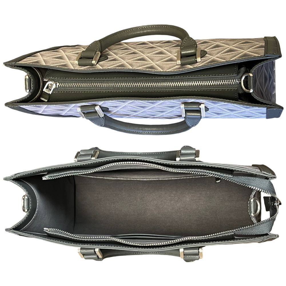 Revemoire Large Grey Leather Tote Bag