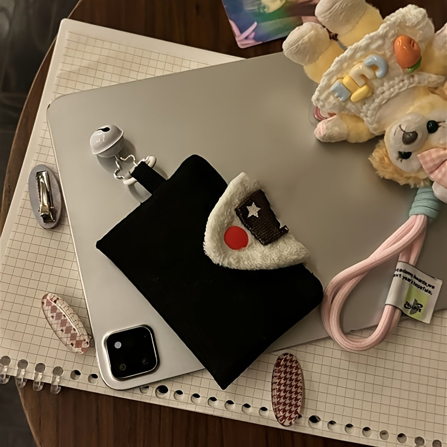 Women'S Cute Rice Ball Wallet - Compact Flip-Top Design with Ring Card Slot & Buckle Closure, Black\u002FWhite\u002FBrown\u002FRed - Durable Nylon & Polyester Lining, Everyday Essential Organizer For Travel, Work, School - Perfect Gift For Women