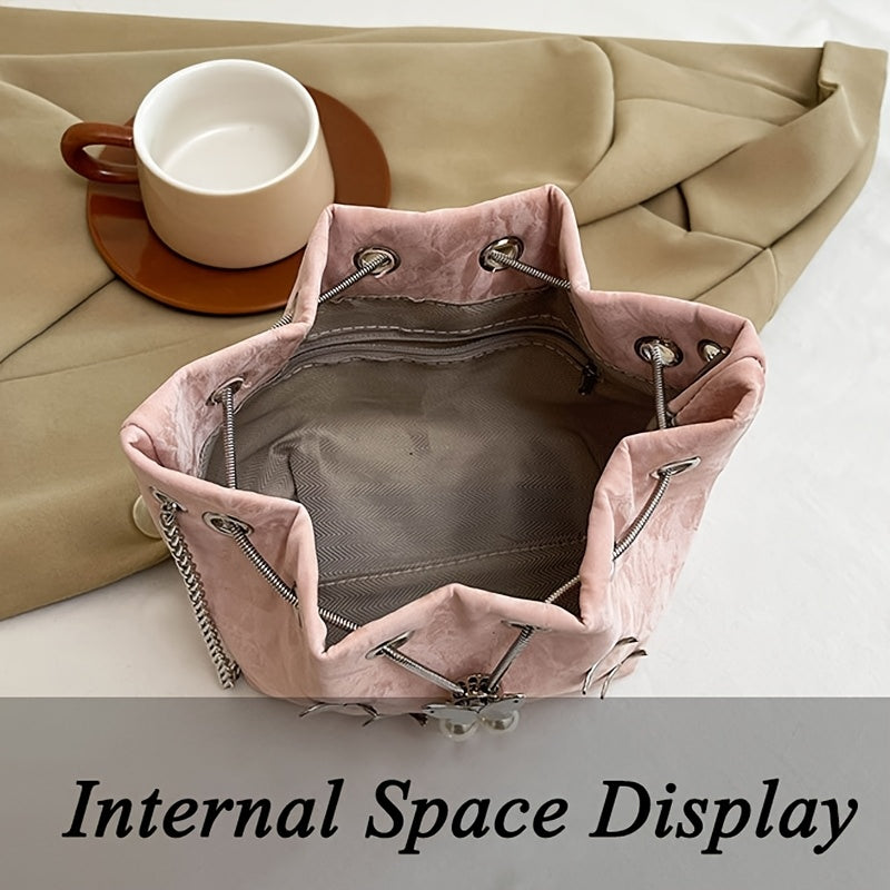 Fashionable Butterfly Crossbody Bag, Pleated Drawstring Butterfly Shoulder Crossbody Bag For Women, Small Chic Bucket Bag, Perfect For Work, Shopping, And Travel