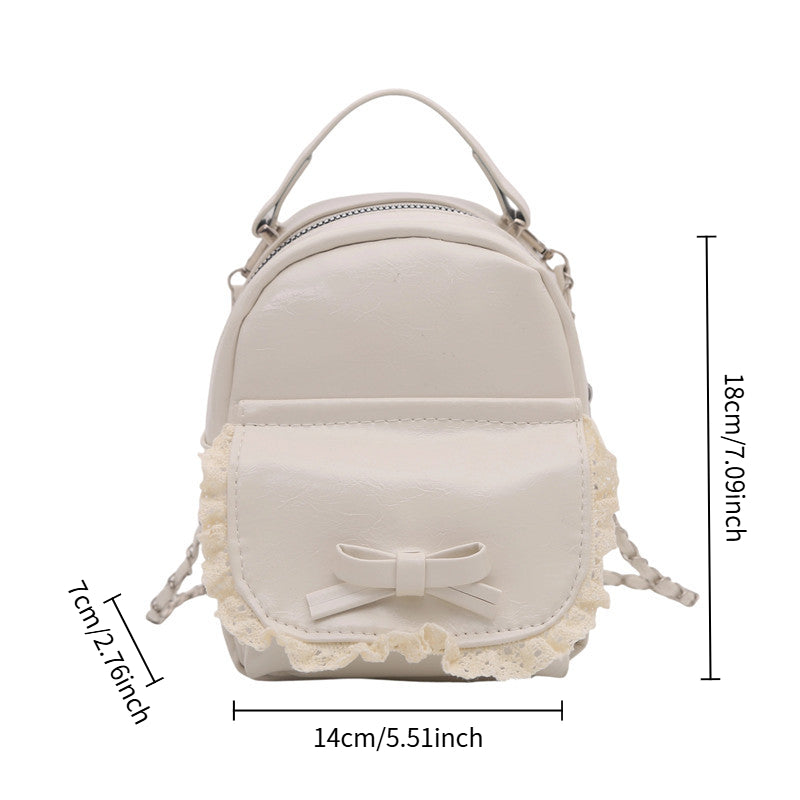 Women'S Stylish Synthetic Backpack with Lace Trim - Versatile Summer Shoulder Bag, Zipper Closure, Polyester Lining, Perfect for Casual or Formal Outfits, Casual Daypack | Lace Trim Backpack | Synthetic Bag, Backpack for School