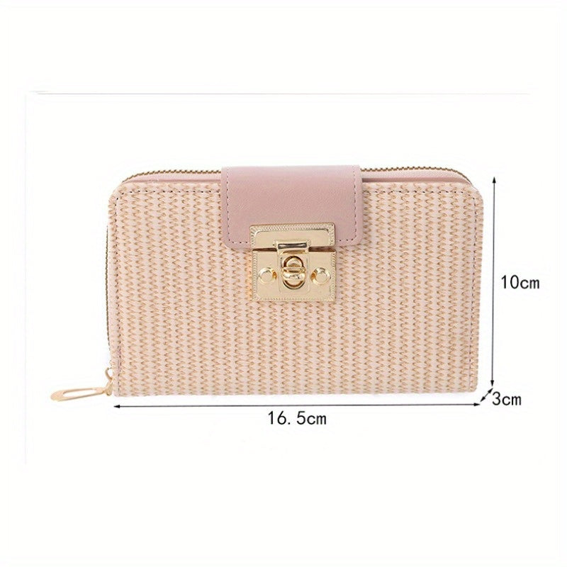 Long Wallet, Large Capacity Change Purse, Small Fresh Stripes, Multi-Card Position, Women'S Wallet.