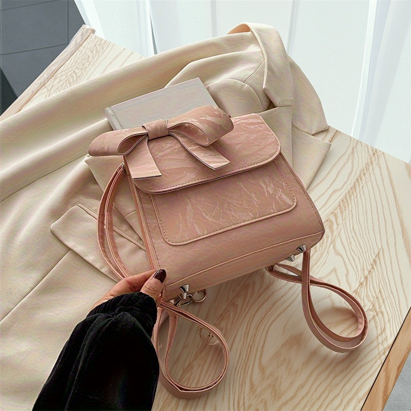 Women's Bow Detail Shoulder Bag - Minimalist Niche Design, Convertible to Crossbody Messenger Purse & Backpack, Perfect for Work Commute, Casual Outings & Shopping, Coffee Run, Everyday Essentials, Sleek Handbag, Hand Wash Only, Versatile Tote