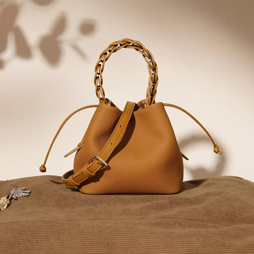 2025 New Genuine Leather Bucket Bag Crossbody Bag Handbag Shoulder Bag Textured Genuine Leather Commuter Multi-functional Crossbody Bag Elegant Handbag